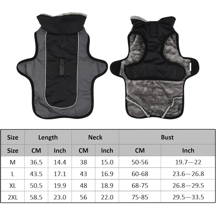 Тепла зимова куртка для собак, відображаюча куртка для собак, одяг для собак, чорний XX-Large