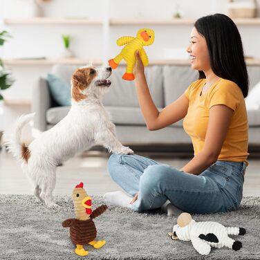 Набір м’яких іграшок для собак Prime Pets, 5 шт. — плюшеві іграшки з пищалкою, асорті, для малих, середніх і великих собак, іграшки для жування