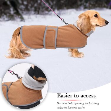 Теплий зимовий одяг для такси (дворняг та мініатюрних) - куртка з регулюванням, з отвором для шлейки, коричнева, розмір XS (довжина спини 31-33 см)