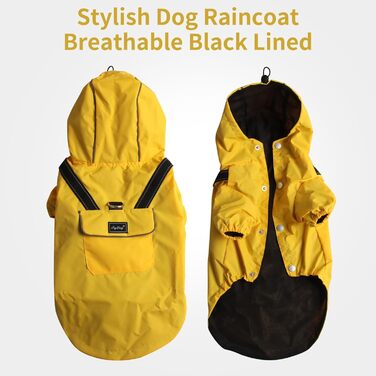 Жовтий дощовик JoyDaog для маленьких собак з капюшоном, водонепроникна куртка для вигулу, XS (Medium)