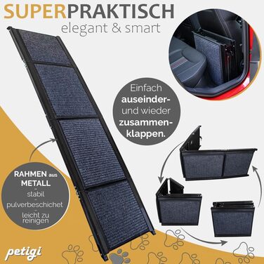 Рампа для собак Petigi 180 см, складна, з неслизьким килимком, до 90 кг