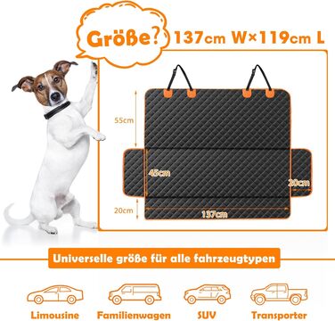 Автоматичний килимок для собак у машину JOEJOY, 137x120 см, чорний – захист заднього сидіння від бруду та подряпин