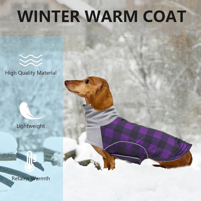 Водонепроникна зимова куртка для маленьких собак, мініатюрний джек-рассел, куртка для собак з отвором для шлейки, ідеальна для прогулянок, походів, кемпінгу, розмір (xs, фіолетовий в клітинку)