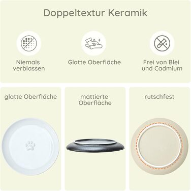 Набори мисок для котів SPUNKYJUNKY 3 шт. з кераміки. Миски для корму котів (білий, бежевий, коричневий, плоскі)