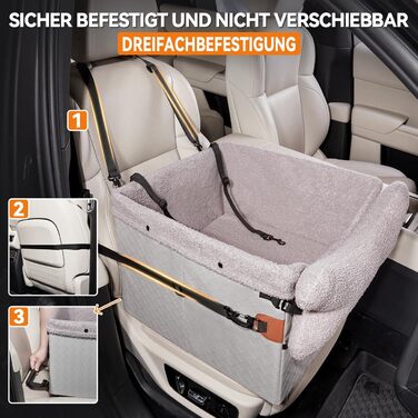 Автокрісло для собак - велике, чорне/сіре, з кишенями та поворотком, для собак середніх та великих порід