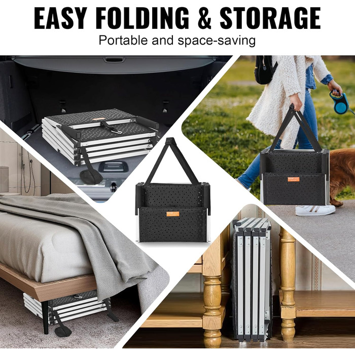 Сходинка для собак VEVOR у автомобіль: 4 сходинки, широка, складна, з антиковзким покриттям, легка алюмінієва трепічка для авто, SUV та вантажівок