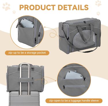 Транспортна сумка для собак та котів Petsfit 55x40x23 - переноска для тварин в літак, авто, поїзд (сірий)