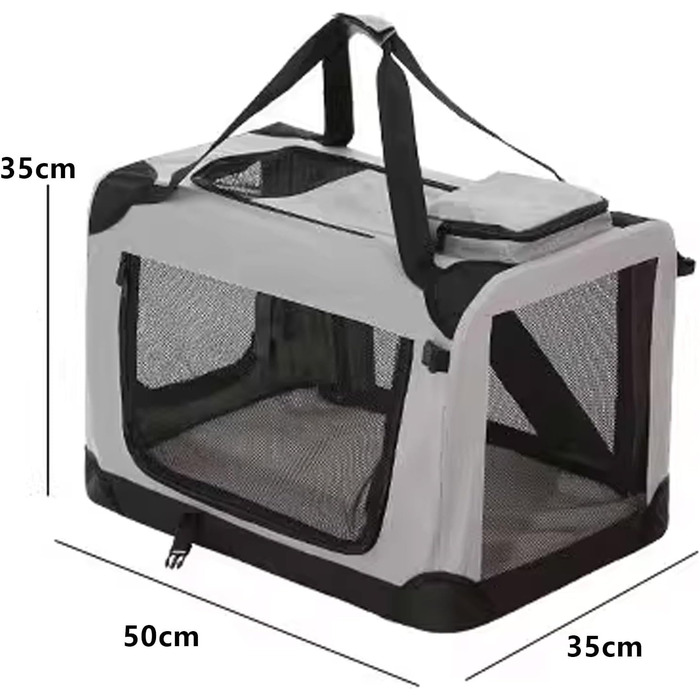Транспортна сумка для собак і котів, складана переноска з підстилкою, ручками, з оксфордської тканини та сталевим каркасом, з кількома дверцятами (Рожева, 50 x 35 x 35 см)