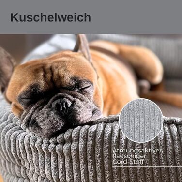 PAW WOW Антон ортопедичне ліжко для собак, сіре, 100x70 см – лежак для малих, середніх і великих порід