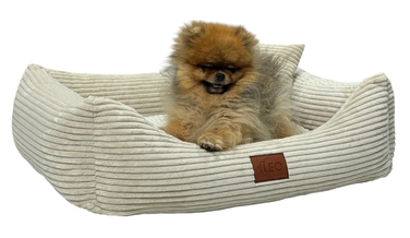 Лежанка для собак Leo4dog з вельвету, знімний чохол для прання, бежевий, L (100x80 см)