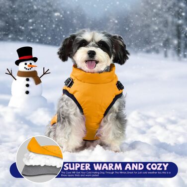Водонепроникний теплий одяг для собак з мискою - зимова куртка для маленьких, середніх та великих собак (XXXX-Large, жовтий)