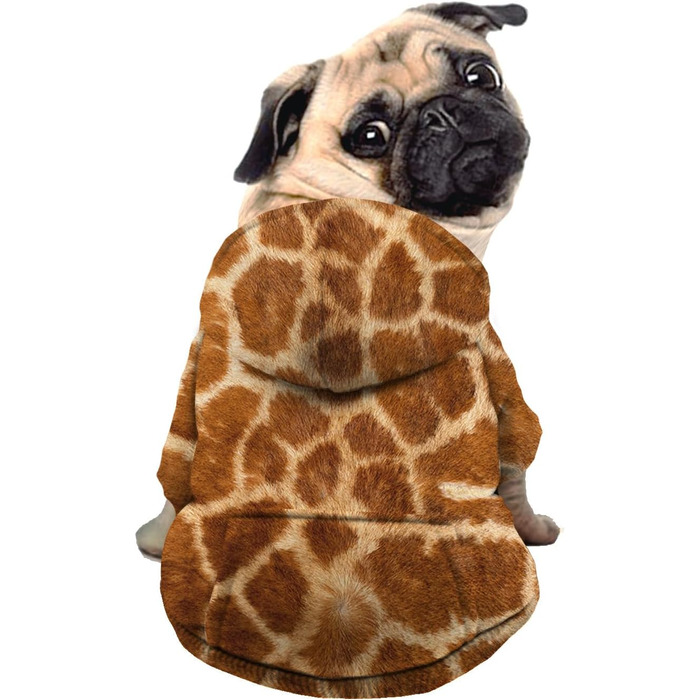 Пуловер для собак з принтом жирафи, одяг для тварин, зручний, з капюшоном, спортивний, для котів та собак, розмір 37x55x40 см