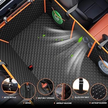 Розширювач для заднього сидіння автомобіля для собак - великий простір, водовідштовхувальний чохол для сидіння автомобіля для собак з жорсткою основою, витримує 190 кг, міцний матеріал 600D, собача гамак