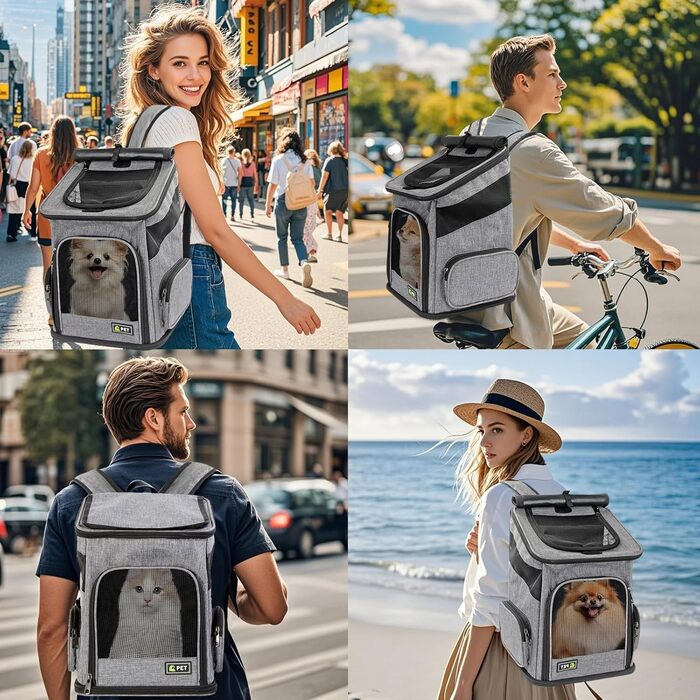 Рюкзак для кота/маленького собаки, складний, з вентиляцією та ремінцем безпеки, для подорожей та активного відпочинку