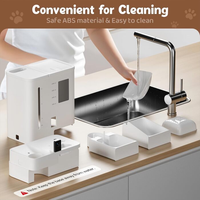 Автомат для годування котів з камерою, 5G/WiFi, 2K HD відео та нічне бачення, дозатор великого об'єму та зерна, керування через APP, контейнер для зберігання корму (для собак та котів)