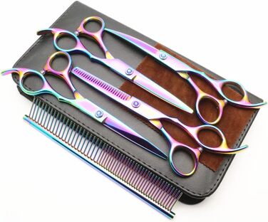 Набір професійних ножиць для грумінгу домашніх тварин, 15 см, нержавіюча сталь, безпечні, гострі, фіолетовий