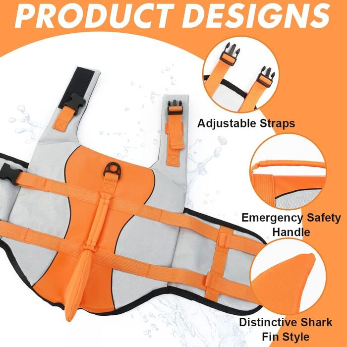Спасальний жилет для собак EMUT, блакитний, для малих, середніх та великих порід, з ручкою безпеки