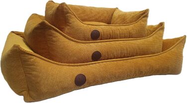 Ортопедичне ліжко для собак, суглобозахисне, миється, для великих, середніх та маленьких собак, гірчичний колір (L=99/79/18см)