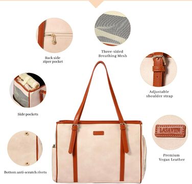 Сумка-переноска для собак Lasaviin: стильна, з натуральної шкіри, для маленьких собак, котів, цуценят, дозволена авіаперевезеннями