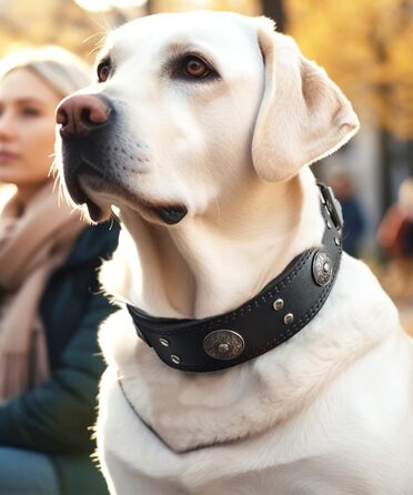 Нашийник для собак з натуральної шкіри, 5 см, чорний, розмір M (46.5-57.5 см)