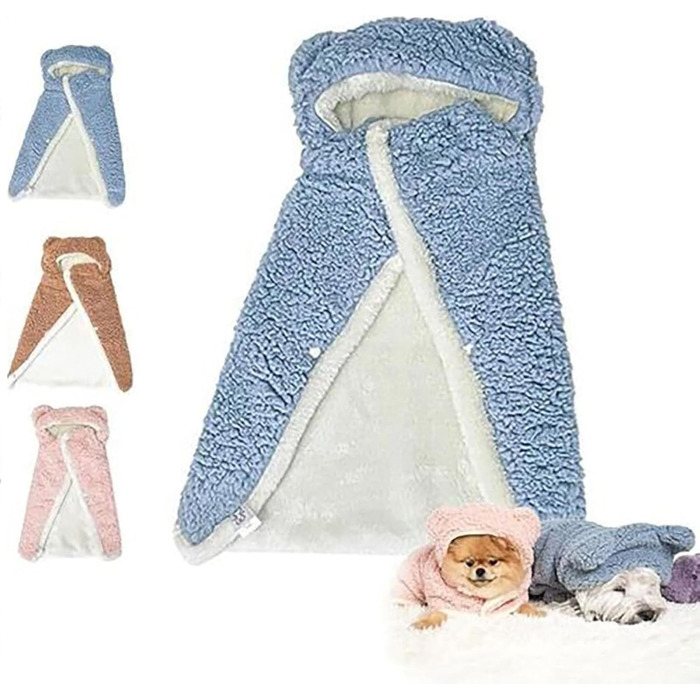 Теплий плед-халат для собак та котів, м'який плед-халат для домашніх тварин, теплий зимовий халат для собак, різні розміри (M, Синій)