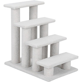 Котяча та собача драбинка COSTWAY, 4 сходинки, до 25 кг, 61x41x60 см, з ДСП і штучного флісу, бежевого кольору – сходи для тварин, ігровий комплекс
