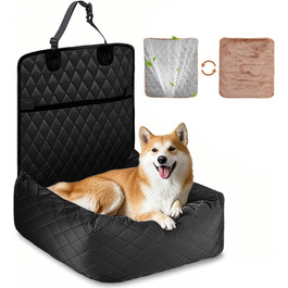 Крісло-підвищувач для собак у машину 2-в-1 з підкладкою та ременем безпеки (Чорний, M)