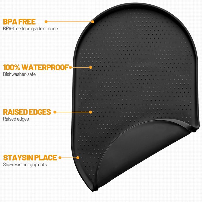 Гумова килимок для годівлі собак та котів з високим бордюром, водонепроникний, 48.3 x 19'L x 12'W (білий пісок)