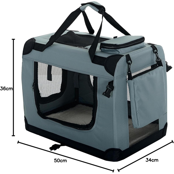 PET VIOLET Транспортна переноска для собак та котів – складана, міцна, сіра, 50x34x36 см