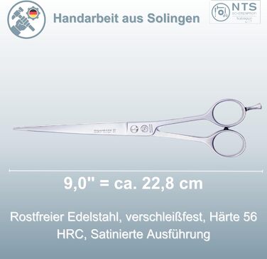 Преміум ножиці для собак NTS-Solingen: ножиці для догляду за шерстю, ножиці для гриви (6.0'-9.0'), нержавіюча сталь, 15-23 см, Solingen, Німеччина