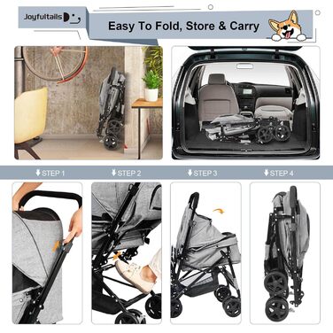 Складана візок для собак та котів до 20 кг, сірий. Візок-трансформер для домашніх тварин