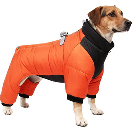 Зимовий теплий куртка для собак з D-початком, водонепроникний, флісова підкладка, для маленьких та середніх порід, оранжевий, 3XL