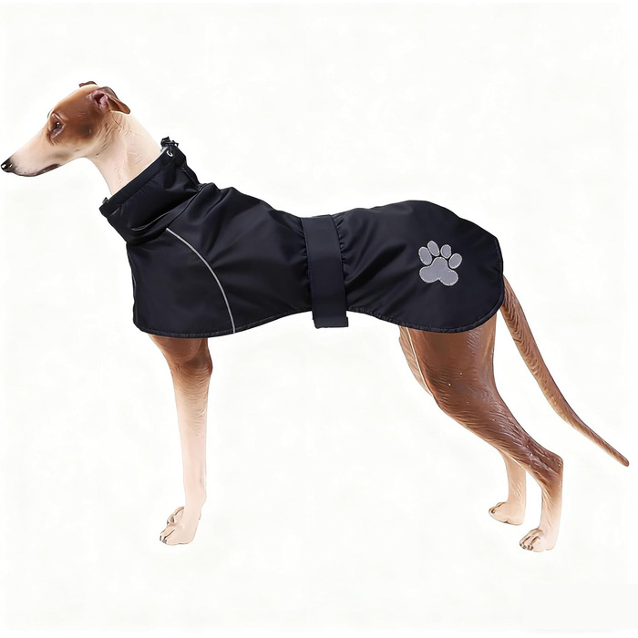 Дощовик для породистих собак Віндхаунд, теплий, чорний, XL/XXL (довжина спини 66-74 см)