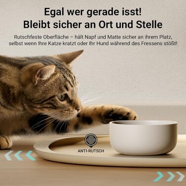 Підкладка під миску для котів DownyPaws, силіконова, 62 x 43 см, бежева. Захист від розливу води та корму, легко миється, BPA-free