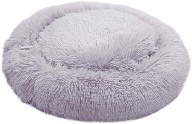 Розкішна лежанка для тварин: лежанка для собак, лежанка для котів, диванчик для котів та собак. М'яка, пухнаста, миюча. Середній розмір, світло-сірий колір.