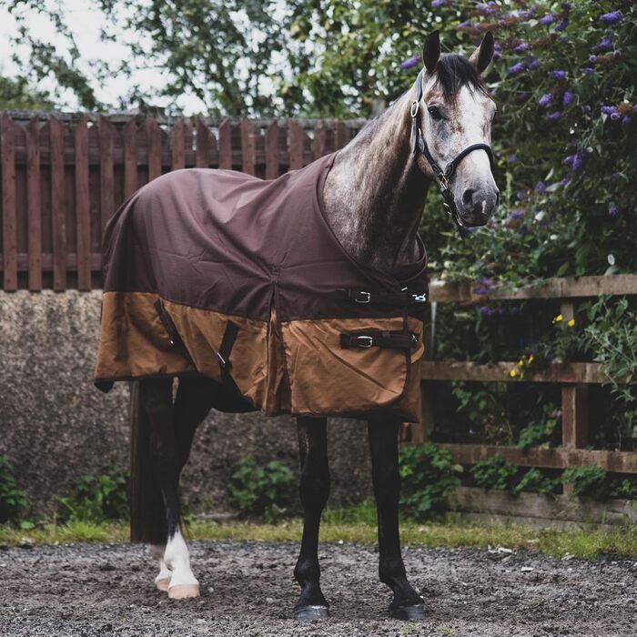 Кінська попона eQuitack 1200 ден реген з флісом, 165 см, сіро-коричнева