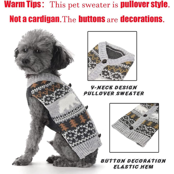 Пуловер для собак на Новий Рік: теплий світер для цуценят та собак середніх розмірів (XXL, Ейсбер)