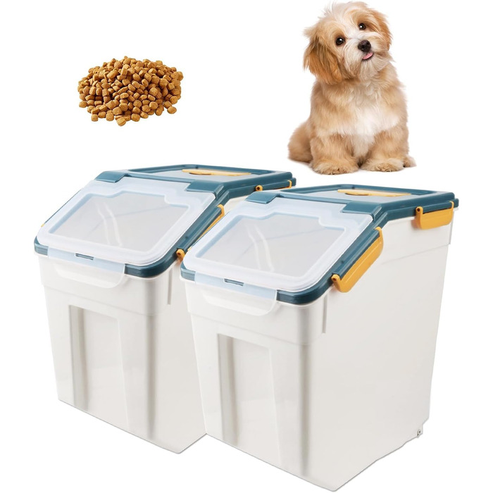 Контейнер для зберігання корму для собак AnRui, 13,6 кг, блакитний, з герметичним кришкою, для корму котів, зерна, мюслі, круп, борошна, органайзер