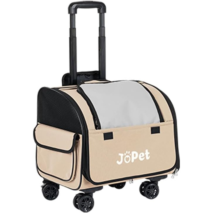 Транспортувальна сумка для тварин на колесах, рюкзак для собак та котів, маленька переноска для собак, переноска для котів, знімні колеса, сумка для подорожей, візок для тварин, м'яка переноска на колесах, оливковий (Latte White)