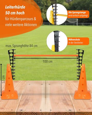 Кінцева перешкода Sportikel24 з жердиною 100 см – для аджиліті, стрибків та слалому (для собак, коней, дітей)