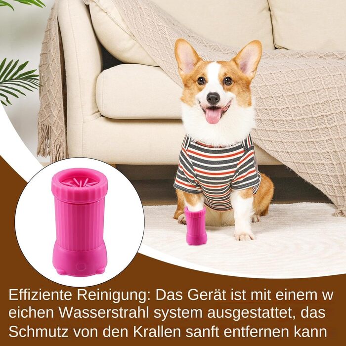 Електричний очищувач лап для собак Ahuuen, мийка для лап | Портативний пристрій для догляду за котами, USB-зарядка | Для брудних кігтів (Рожевий)