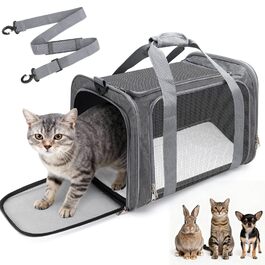 Транспортна сумка для кота/собаки: переноска для тварин, складана, сіра, 45x30x30 см