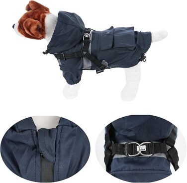 Водонепроникний дощовик для собак, куртка для собак малих та середніх порід, дощовик з кільцем для повідка - Стиль A, темно-синій, розмір S Стиль A темно-синій S
