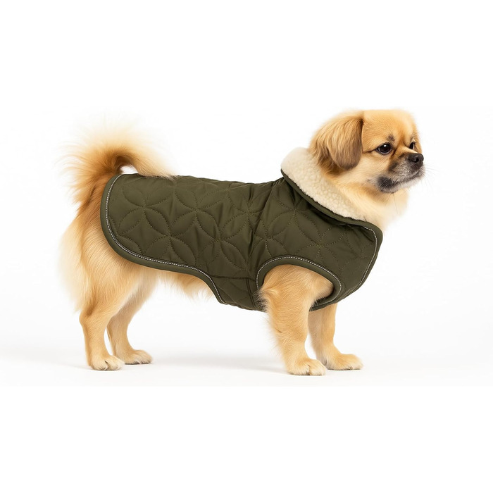 Шлейка для собак Flaingo Hundeantel Winter Ushi, хакі, XXXS: тепла, водонепроникна, з флісовою підкладкою та світловідбиваючими елементами