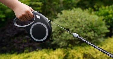 Рулетка для собак EC.TEAK, 9.1 м, для середніх та великих собак до 35 кг, міцна, не заплутується, чорна