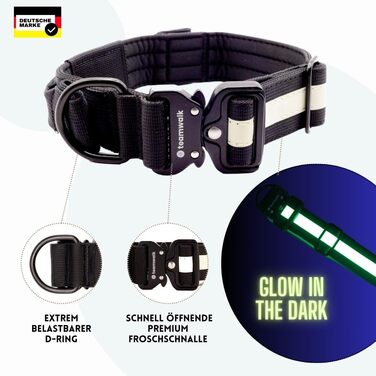 Преміум нашийник для собак з магнітною застібкою, світловідбиваючими смугами, кишеню для AirTag, регульований, з м'якою підкладкою, міцною застібкою, з лінією в комплекті, чорний (M, 4см)