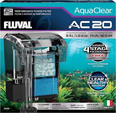 Зовнішній фільтр для акваріума AquaClear Power Filter 20, навісний (clip-on), для акваріумів від 18 до 76 л, 6 Вт
