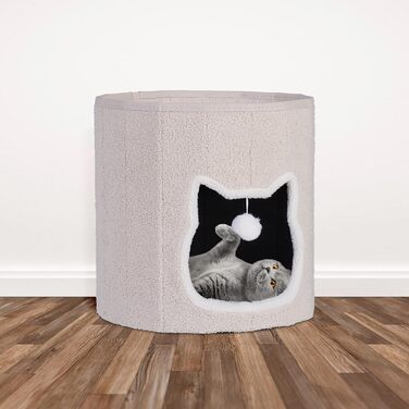 Будиночок для котів Relaxdays з подушкою та іграшкою, складаний, котяче укриття, тваринний дім, 40x39 см, бежевий