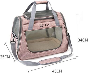 Транспортна переноска для кота та собаки, сумка-переноска для тварин, складана переноска для собак та котів, переноска для собак, переноска для собак в авто, дихаюча переноска для собак 45x25x34 см сіра