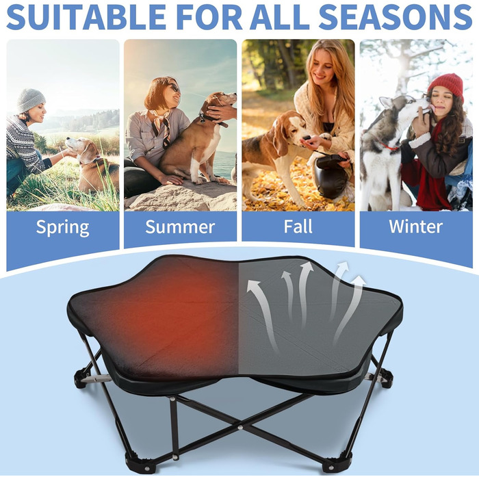 Шестигранне лежанка для собак, складана, з піднятим каркасом та знімним подушкою, портативна, водовідштовхувальна, для маленьких собак, для дому та вулиці, кемпінгу, подорожей, сірого кольору